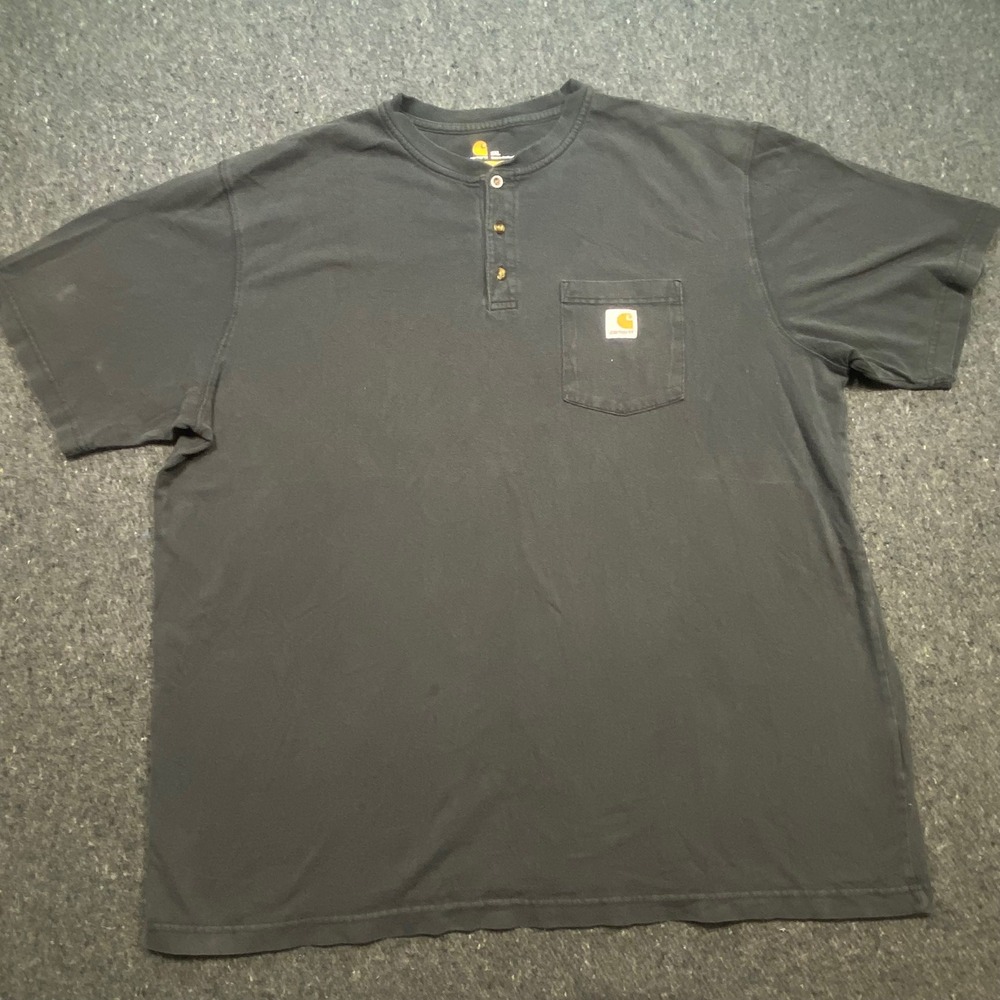 Carhartt Henley Pocket T-Shirt‎ 2XL Mens Black Workwear Original Fit K84 BLK